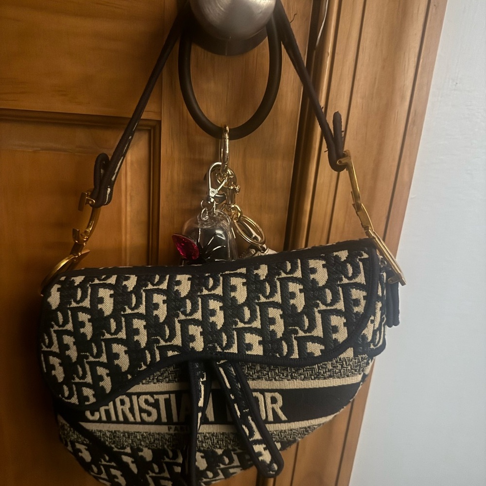 Dior Black and Cream Saddle Shoulder Bag
